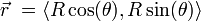 vec r =langle Rcos(theta),Rsin(theta)rangle ,