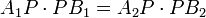 A_1 P cdot P B_1 = A_2 P cdot P B_2